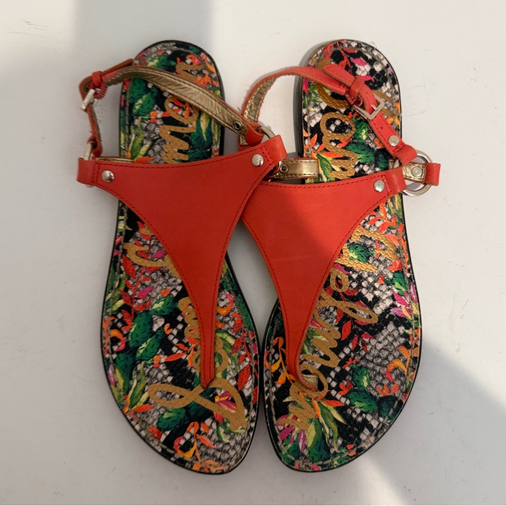 Sam Edelman Greta Orange Thong Slingback Sandals Size 8 - Picture 3 of 9